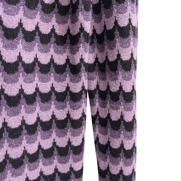 Leo & Ugo Purple Black Scallop Lurex Striped Knit V-Neck Sweater Size S France - Picture 8 of 12